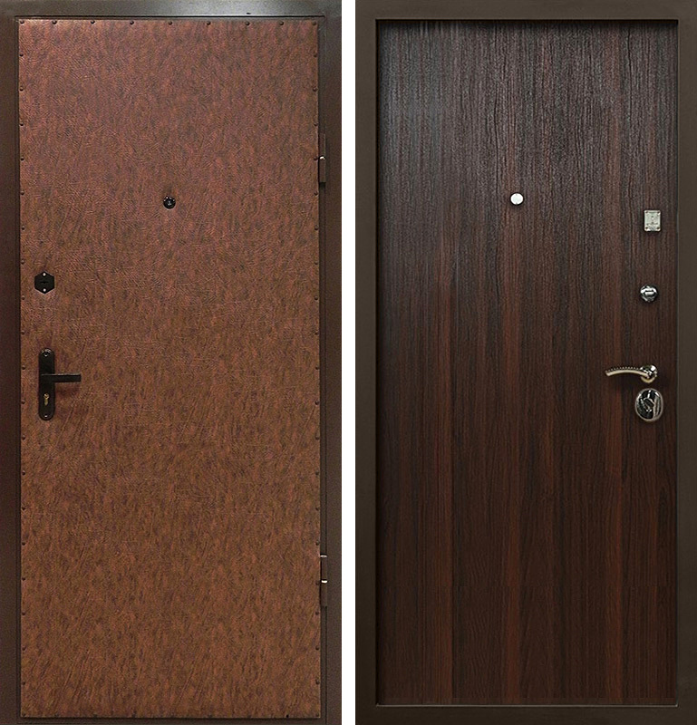 Дверь ЛД-296 комбинированная экокожа и ламинат для квартиры или дачи