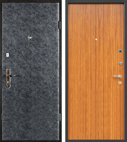 Дверь металлическая ЛД-233 асфальтовый дерматин и ламинированная плита светлый дуб