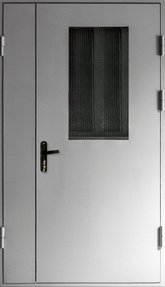 Дверь с фрамугой ЛД-414 техническая с армированным стеклопакетом в тамбурные помещения