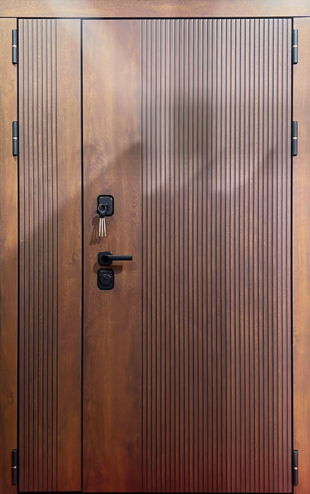 Полуторная дверь с отделкой из МДФ ЛД-869 цвет коричневый