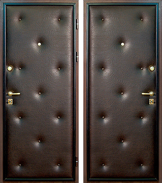 Железная дверь ЛД-187 пуговицы без стяжек на экокоже